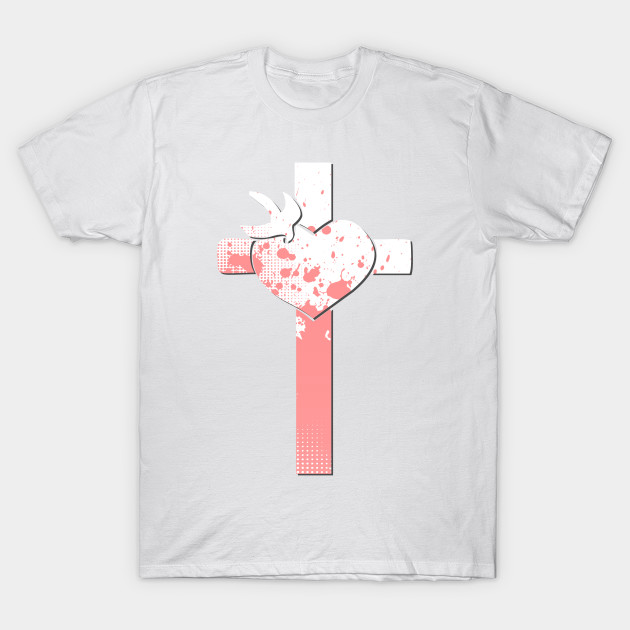 Pink and White Cross T-Shirt-TOZ